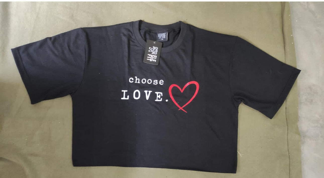 Choose Love- Black Crop Tshirt