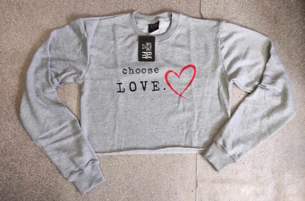 Choose Love- Gray Crop Sweatshirt