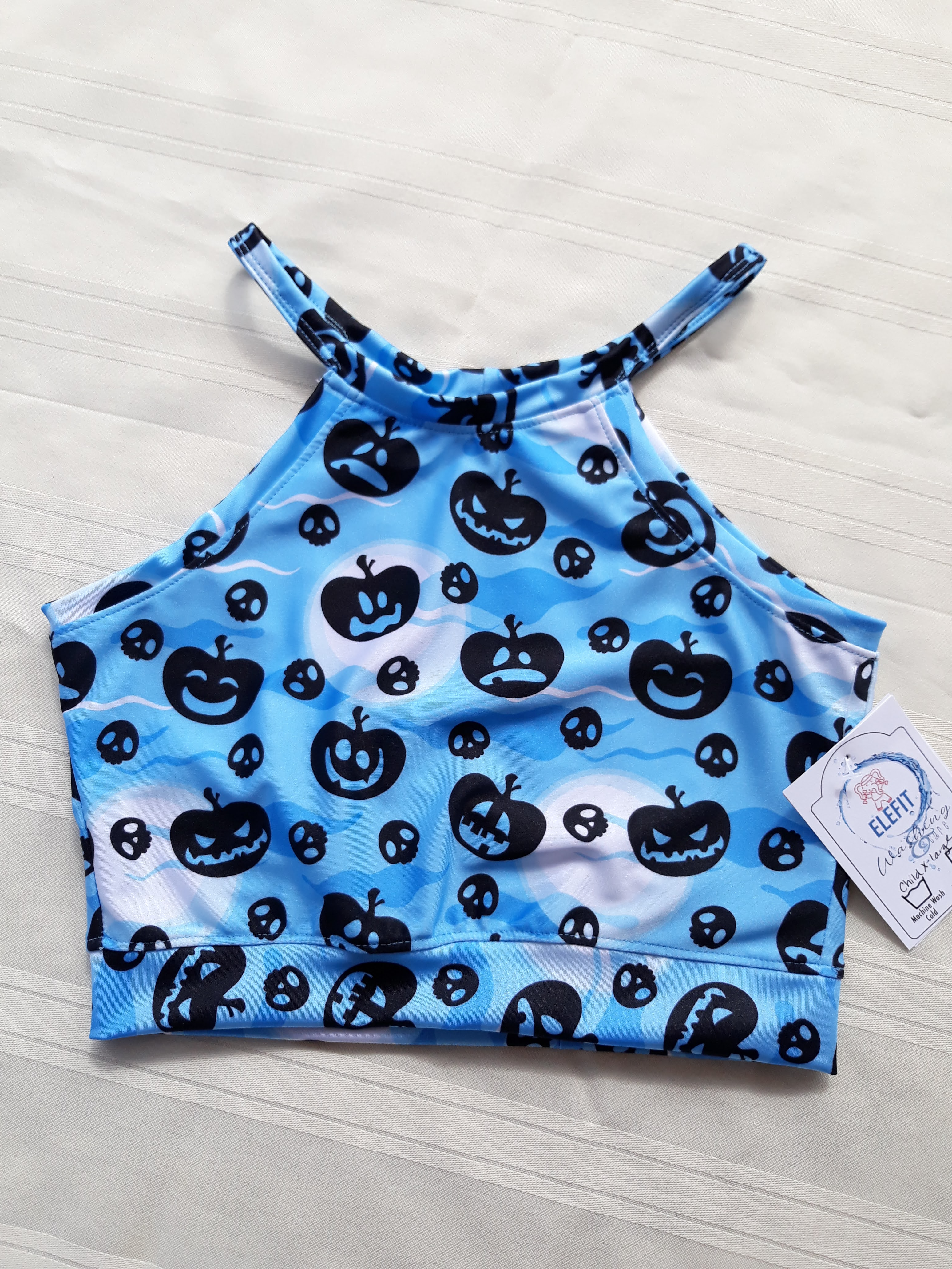 Strappy Tank Blue w/Black Pumpkins