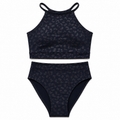 ELEFIT Black Tonal Leopard Two-Piece Dance Set