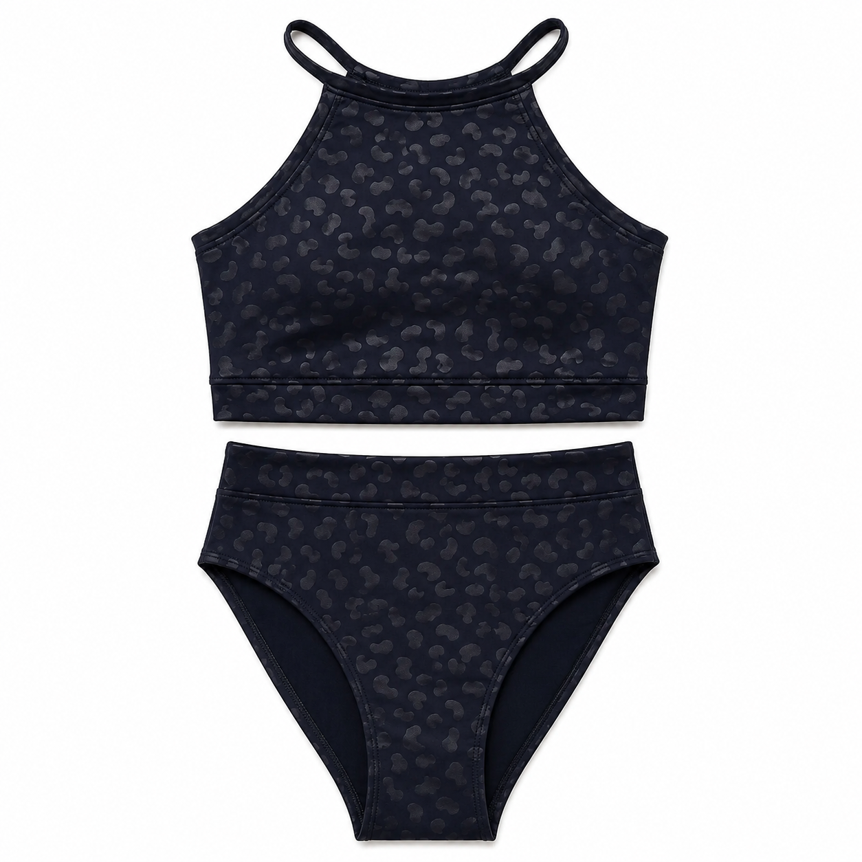 ELEFIT Black Tonal Leopard Two-Piece Dance Set