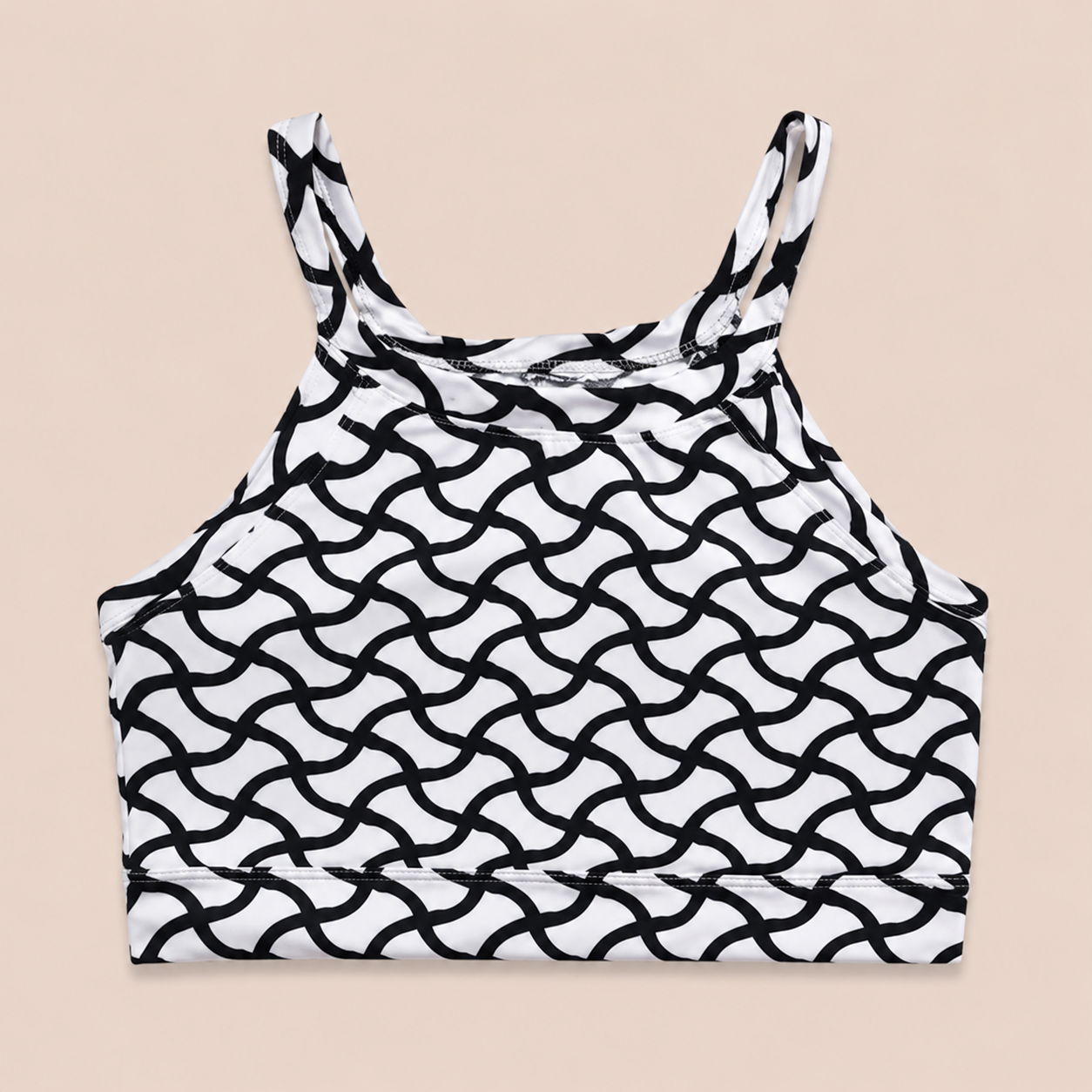 Black & White Abstract Print Strappy Dance Tank Top