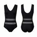 ELEFIT Black Mesh Waist Cutout Dance Leotard