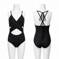 ELEFIT Black Cutout Tie-Back Dance Leotard