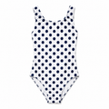 ELEFIT White & Navy Polka Dot Sleeveless Dance Leotard