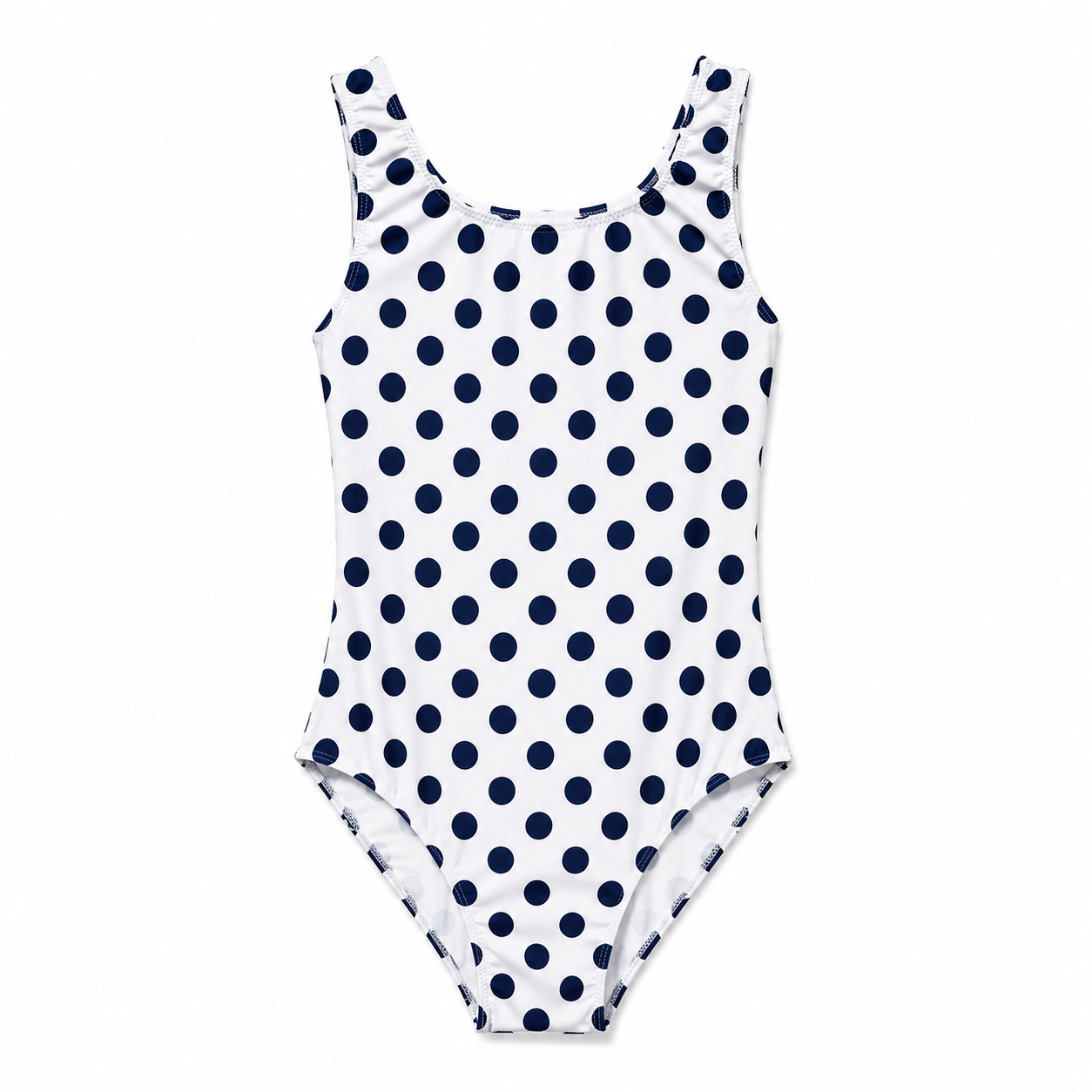 ELEFIT White & Navy Polka Dot Sleeveless Dance Leotard