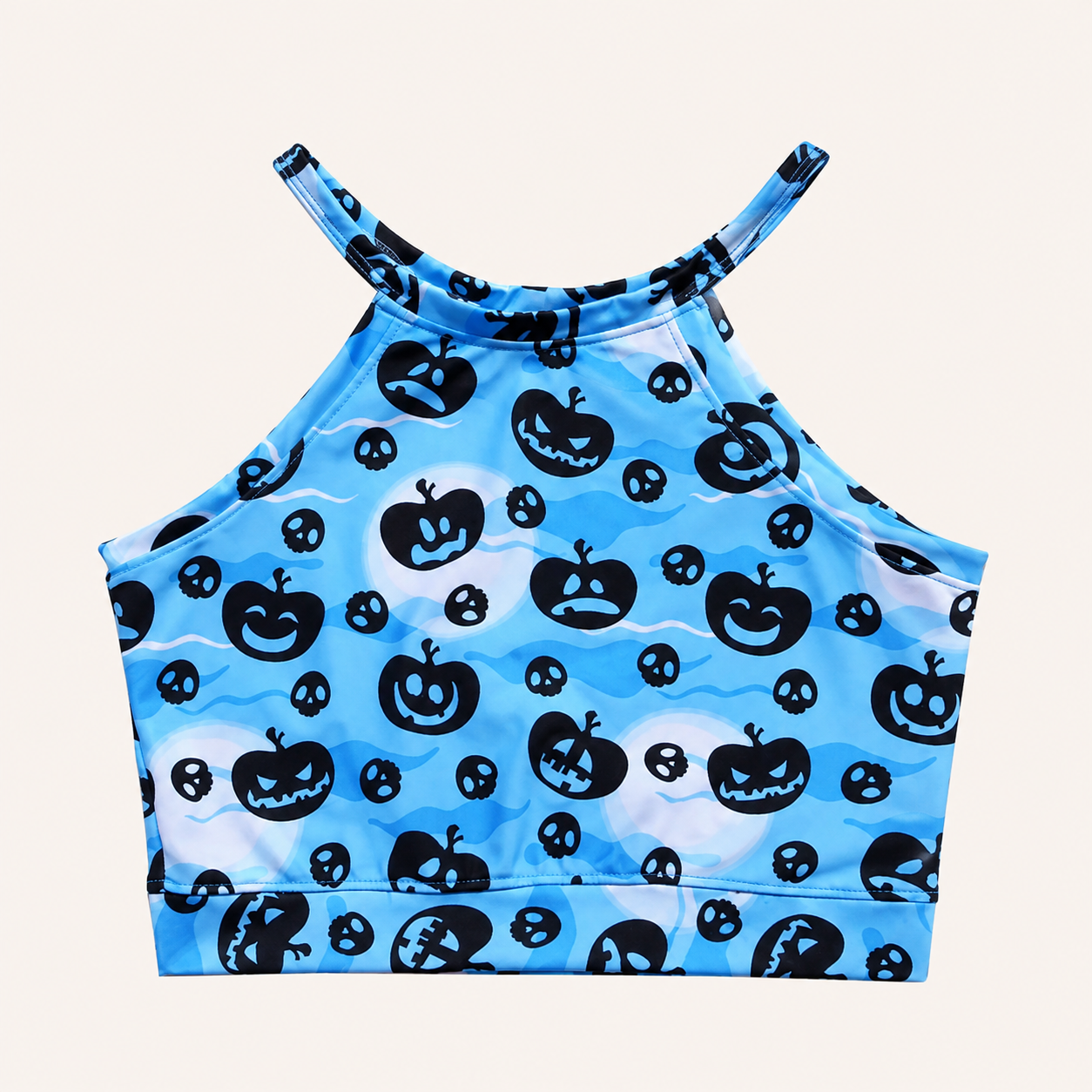 Blue Pumpkin Print Strappy Dance Tank Top