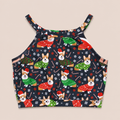 Christmas Corgi Print Strappy Dance Tank Top
