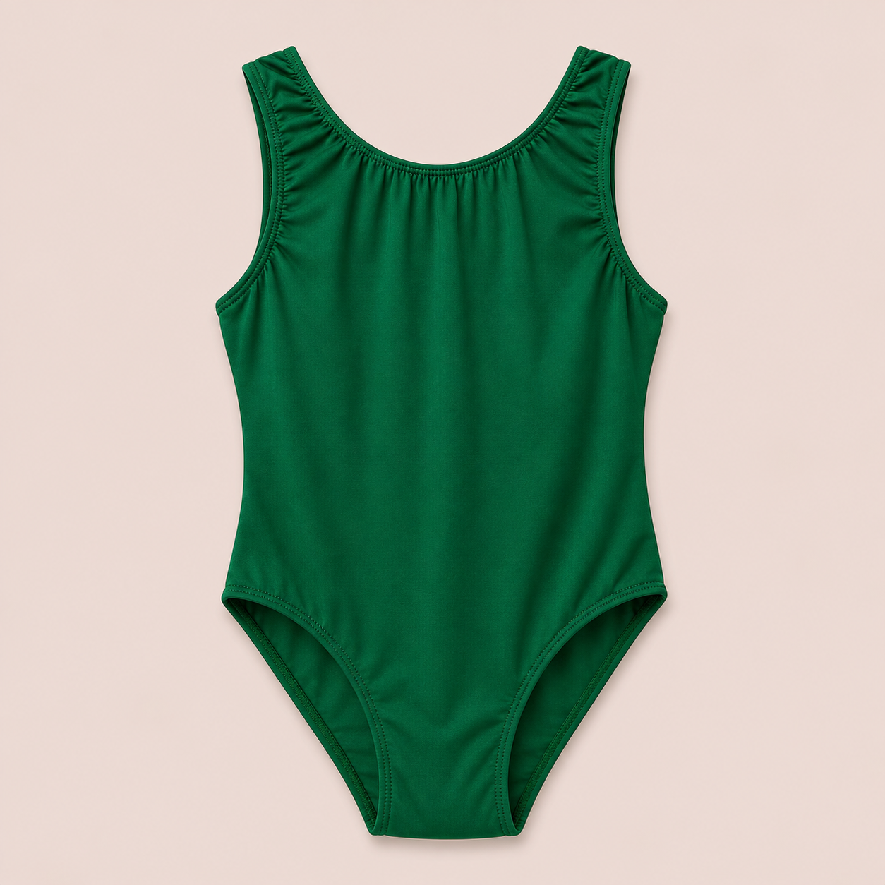 ELEFIT Solid Dark Green Sleeveless Dance Leotard