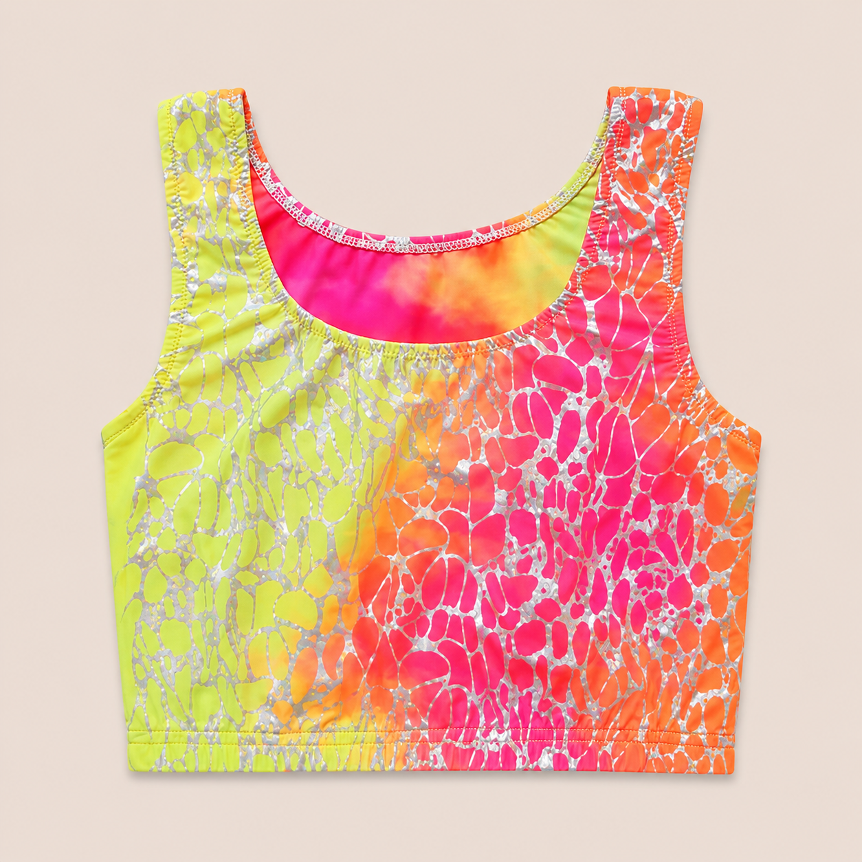 Neon Silver Crackle Girls Dance Tank Top