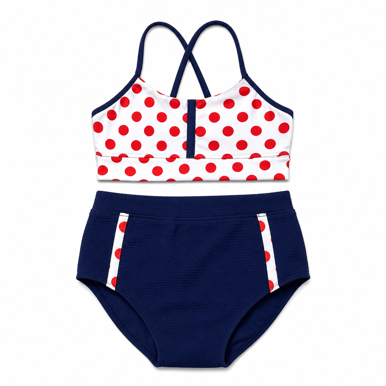 ELEFIT Navy, White & Red Polka Dot Two-Piece Dance Set