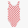 ELEFIT White & Red Polka Dot Sleeveless Dance Leotard
