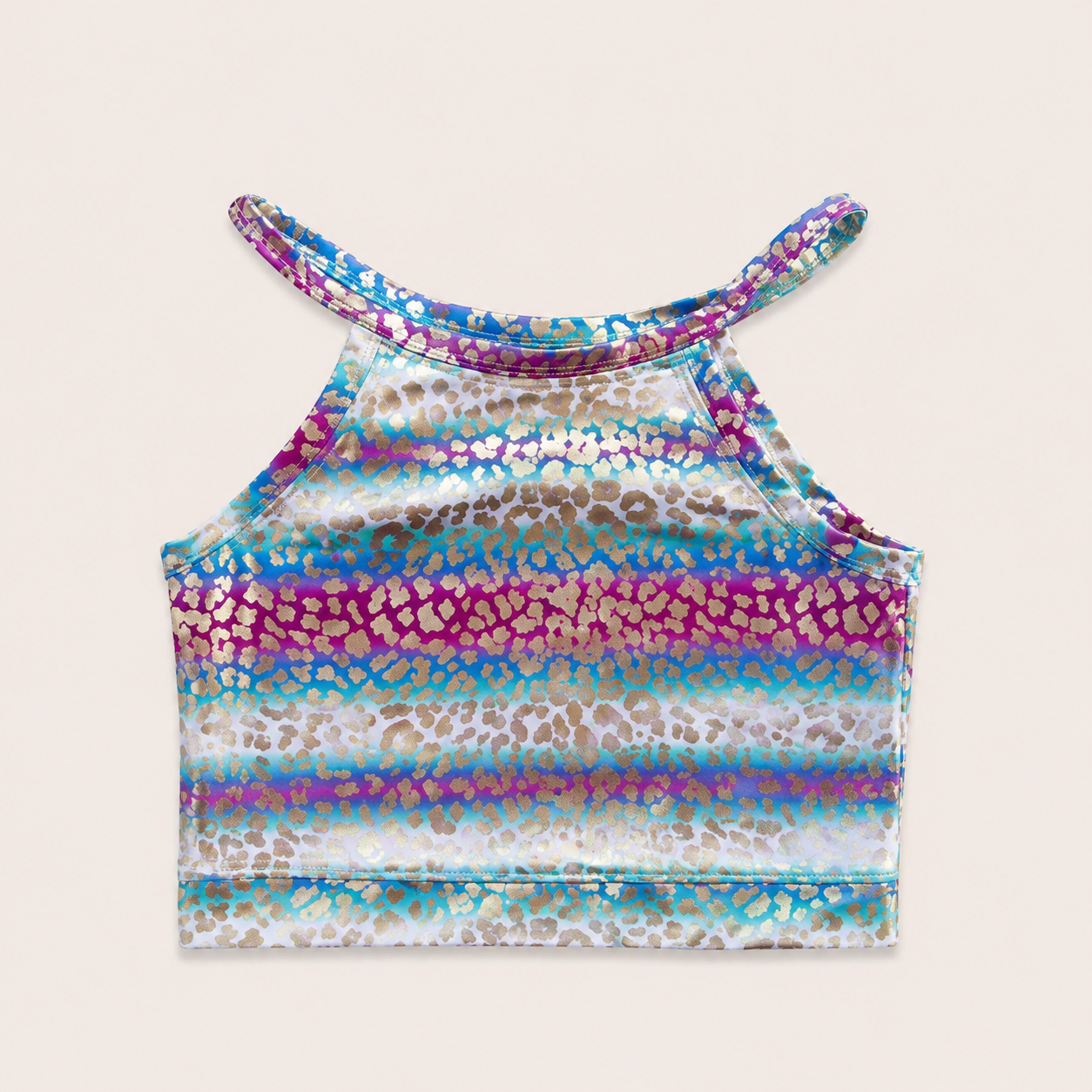 ELEFIT Girls Metallic Animal Print Strappy Dance Tank