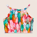 Pastel Feather Print Strappy Dance Tank Top