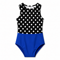 ELEFIT Blue & Black Polka Dot Zip-Front Dance Leotard
