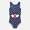 ELEFIT Blue Polka Dot Cutout Criss-Cross Back Dance Leotard