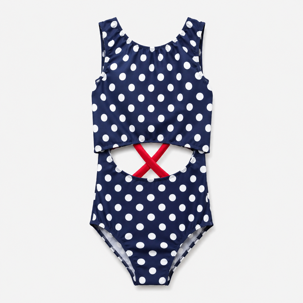 ELEFIT Blue Polka Dot Cutout Criss-Cross Back Dance Leotard