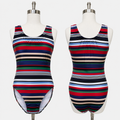 ELEFIT Multicolor Striped Sleeveless Dance Leotard