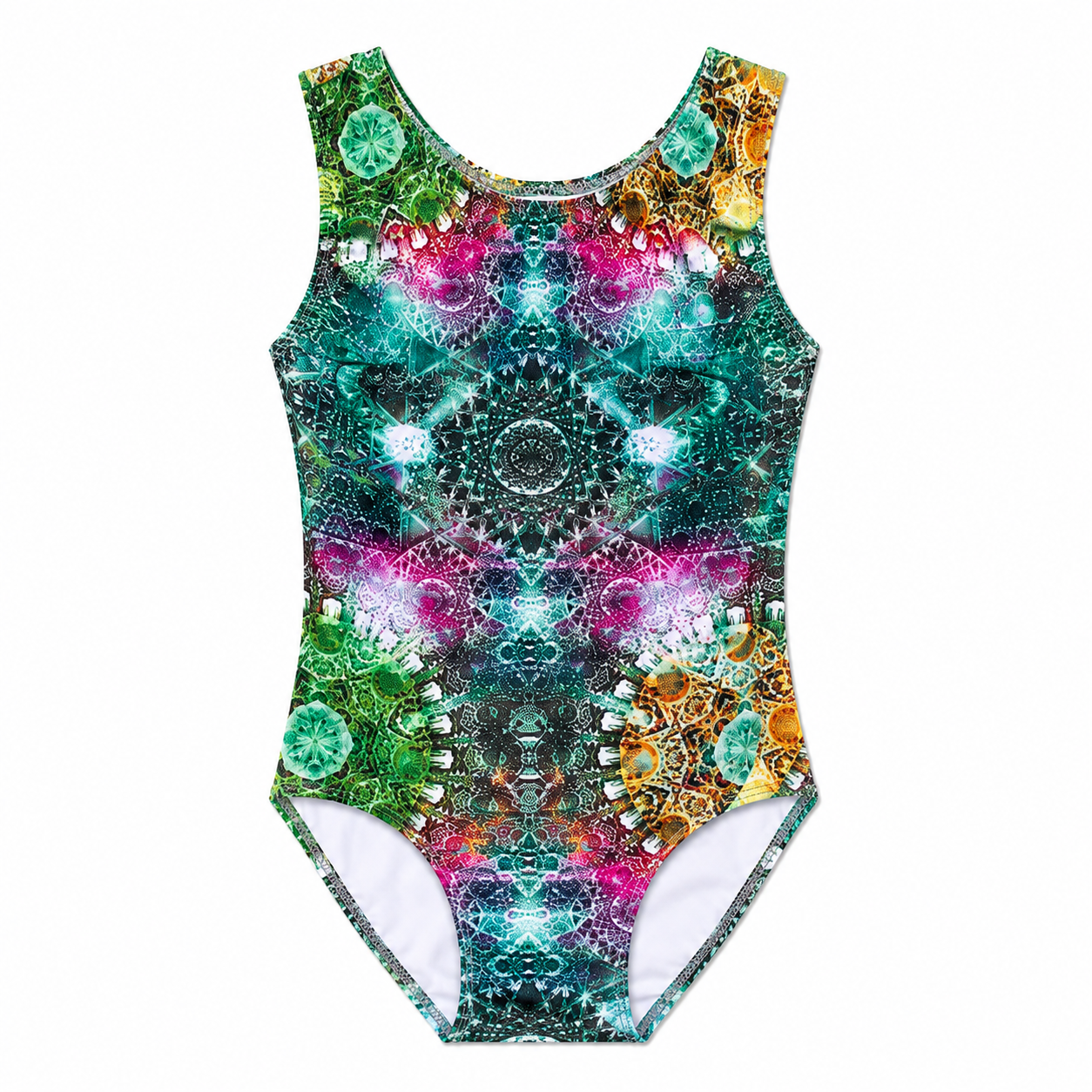 ELEFIT Emerald Kaleidoscope Geo Print Dance Leotard