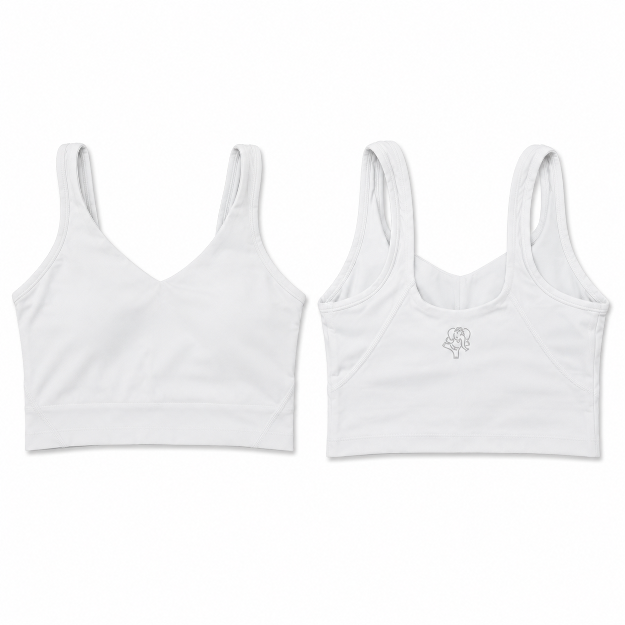 White V-Neck Support Sports Bra