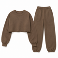 Mocha Lounge Crop Sweatshirt & Jogger Set