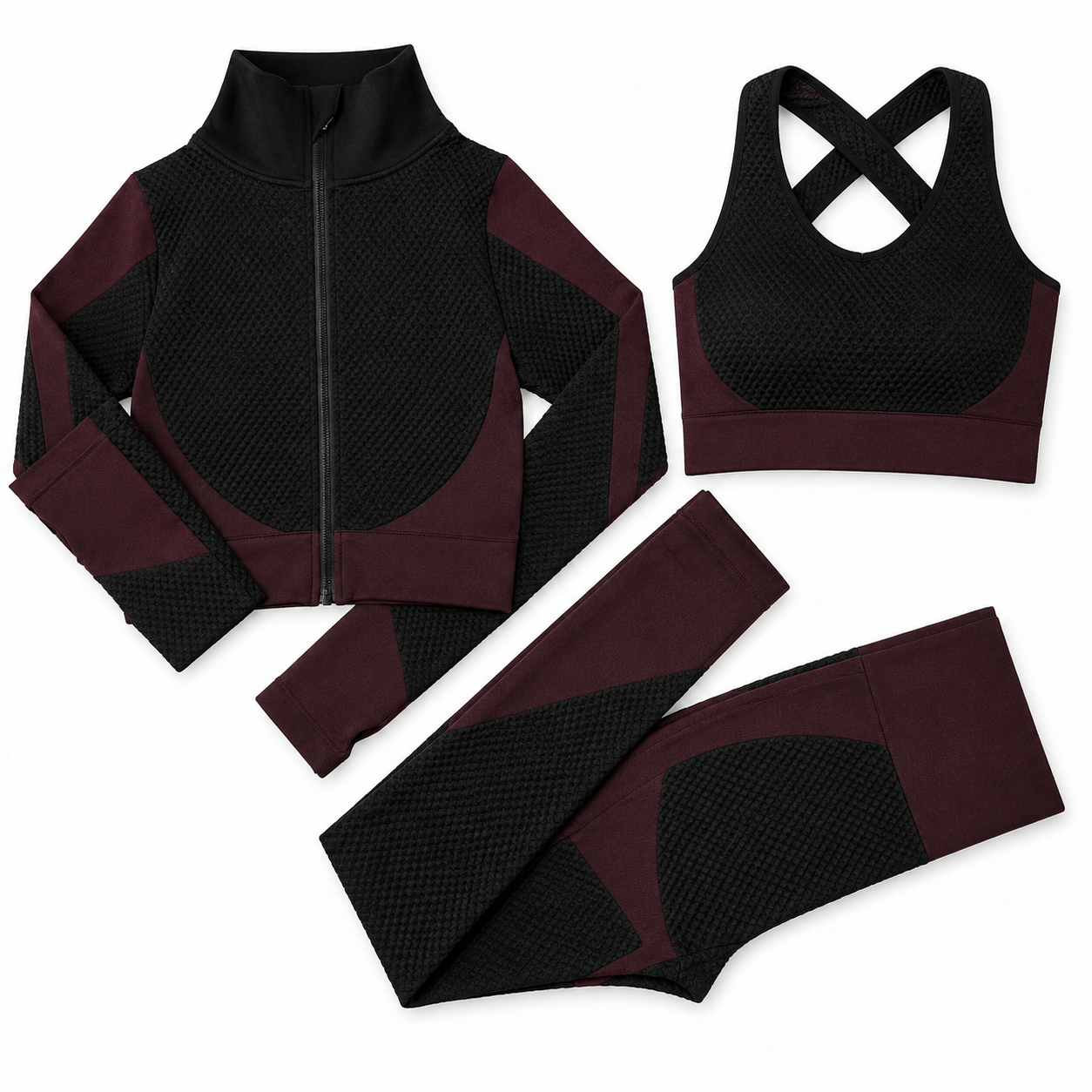 Wine Edge Waffle Active Set (3-Piece )