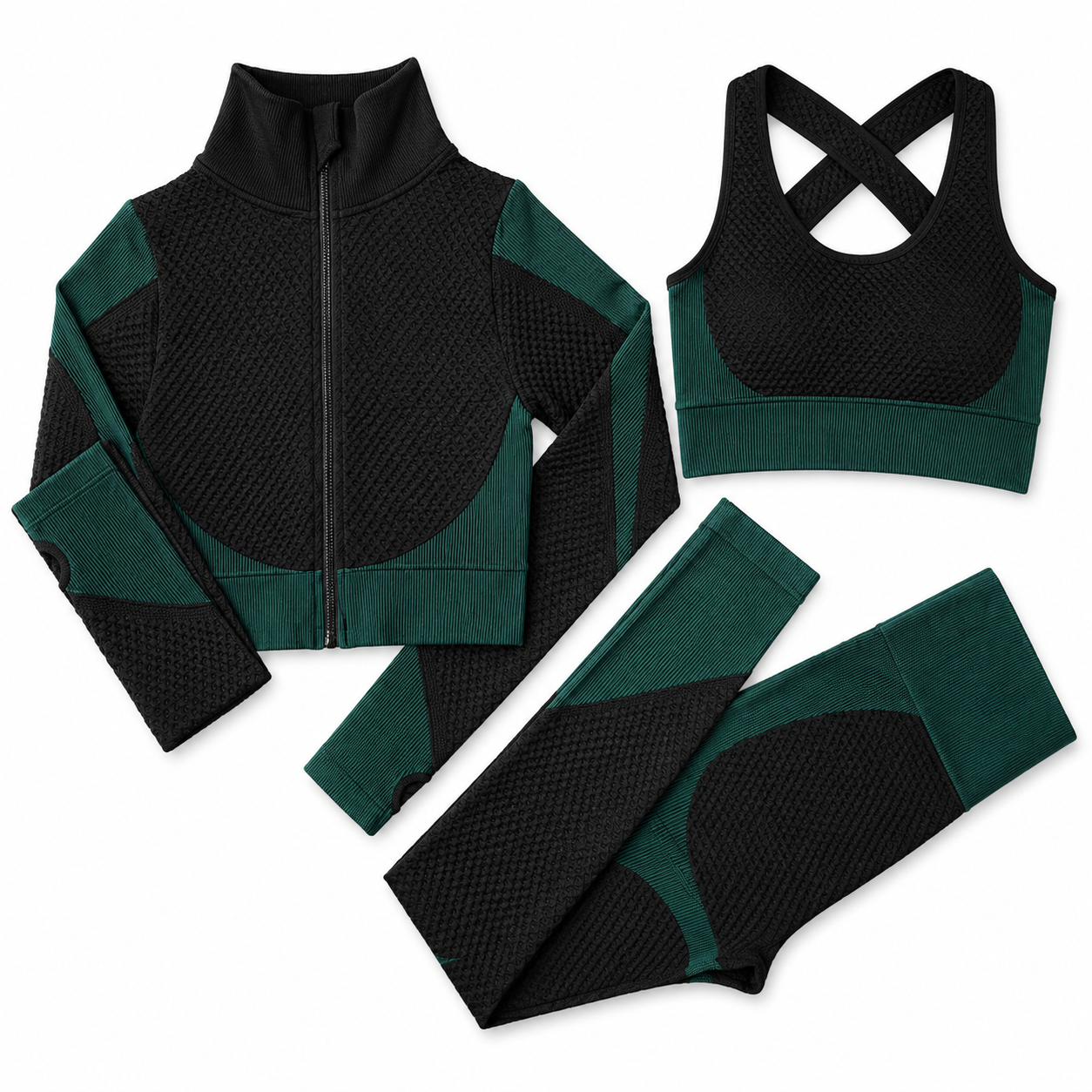 Emerald Pulse Waffle Active Set (3-Piece)