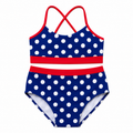 ELEFIT Blue, White & Red Polka Dot Two-Piece Dance Set