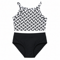 ELEFIT Black & White Abstract Wave Two-Piece Dance Set